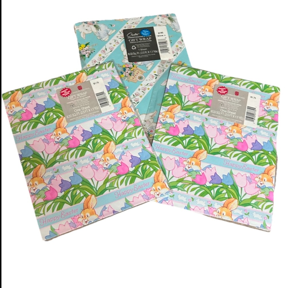 Vintage American Greeting Easter Wrapping Paper Lot of  3 unopened